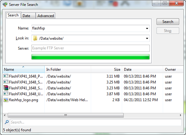 Server File Search dialog